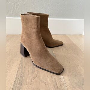 New suede block heel boots by Mango